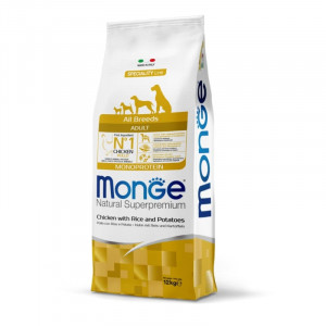 MONGE DOG CHICKEN RICE sausā suņu barība Vista, rīsi 12kg